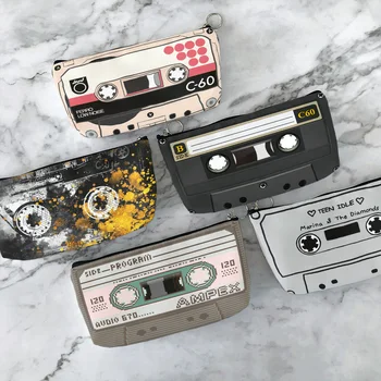 Nieuwe Creatieve Ontwerp van de Kleine opbergtas Met Muziek Tape Afdrukken Leuke Vrouwen make-up Tas Draagbare Outdoor Koppeling heren Portemonnee