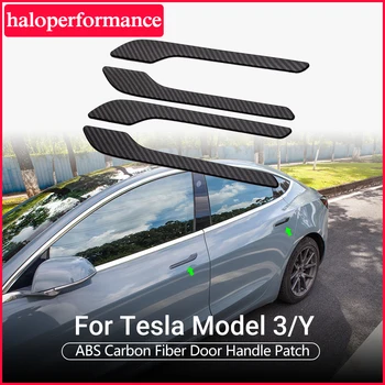 Deurkruk Protector Wrap Voor de Tesla Model Y 3 2023 2017-2022 Accessoires ABS Materiaal Carbon Fiber Kleur Deur Handvat Deksel