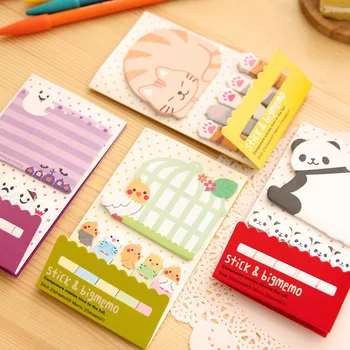 Dier Kat Panda Cute Kawaii Sticky Notes Memo Pad Schoolspullen Planner Stickers Papier Bladwijzers Koreaanse Briefpapier