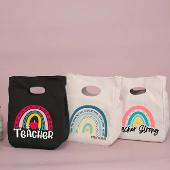 Rainbow Beste Leraar Ooit Leven Lunch Thermisch Geïsoleerd Tote Bag Canvas Reizen Picknick School Opslag Van Voedsel Bolsa Comida Trabajo