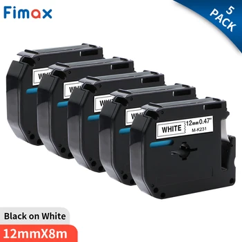 Fimax M-K231 M-K221 geschikt voor Brother MK231 MK 231 Zwart op Wit 12mm 9mm Gelamineerd Sterk Klevend Label Tape PT-80 PT-70