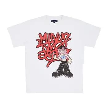 Y2k T-Shirt Hip Hop Cartoon Minus Twee Afdrukken Oversized Tops Mannen Vrouwen 2023 Nieuwe Harajuku Anime Baggy Short Sleeve Top Streetwear