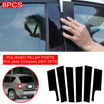 6PCS Gepolijst Pijler Berichten Voor Jeep Compass 2007-2015 Auto raamlijsten Dekking BC Kolom Sticker Acessório Para Carro Dropshipping