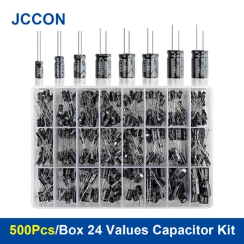 500Pcs 24 Waarden Elektrolytische Condensator Doos Kit Bereik 0,1 UF-1000UF 16V-50V Mix Aluminium Elektrolytische Condensator Diverse Kit