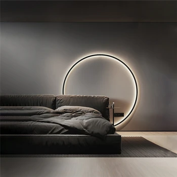 Designer ring led wall light Minimalistische wandlamp woonkamer decoratie sfeer verlichting Nordic kamer decor Verlichting met plug