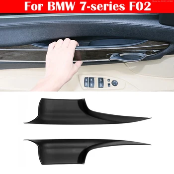 Voor BMW 7-Serie F02 voor Achter Innerlijke Deuren Paneel Zwarte Carbon Fiber Trek Vervoerder Trim Bar van het Auto-Interieur deurgrepen Cover
