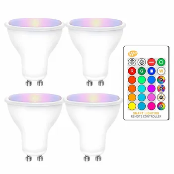 4 STUKS GU10 RGB LED-Lampen 8W GU10 RGBW RGBWW Led-Lamp, wit / Warm Wit GU 10 met 16 Kleuren IR-Afstandsbediening met Memory-Functie