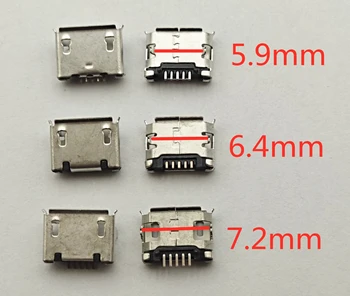 50pcs Micro-USB-mini-Aansluiting 5pin 5,9 mm 6.4 mm 7.2 mm korte naald 5P DIP2 Data-poort poort Opladen voor Mobiele plug