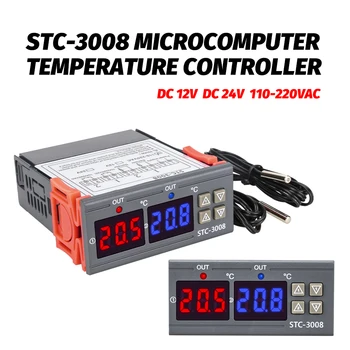 STC3008 Dubbele Digitale Display Temperatuur Controller Microcomputer Thermostaat Regelaar Schakelaar 110-220V AC, 12/24V DC