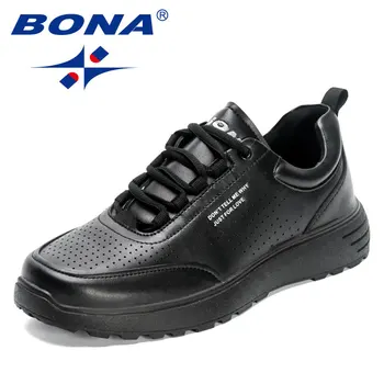 BONA 2023 Nieuwe Ontwerpers Handgemaakte Lederen Casual Schoenen voor Mannen Licht Sneakers Comfortabele Kleding Schoenen Man Walking Comfortabele Loafers