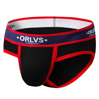 ORLVS Solide Heren Slips Sexy Ondergoed Katoenen Shorts Slipje Man Onderbroek Ademend Plus Size Zakje Vetement Homme Korte Mannen