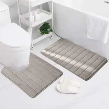 Antislip badmat Huishouden Soft Coral Fleece Absorberend U-vormige Toilet Tapijten Wasbaar Douche Vloermatten Huis Decoratie