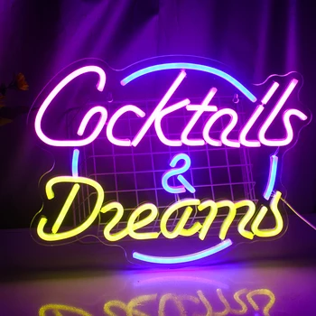 Cocktails & Dream LEIDENE Teken van het Neon Wand Decor Voor Bier Bar Store Pub Club Night Club Verjaardag Decoratieve Neon Night Light