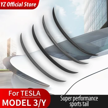 YZ Voor Tesla Model 3 ModelY 2017-2023 Auto Staart ABS Spoiler Carbon Patroon Romp-Vleugel Spoiler Auto Styling Accessoires