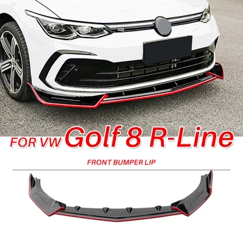 Voor VW Golf 8 R-Line Voorbumper Lip Body Kit Spoiler Splitter Rooster PP Bekleding van Auto-Accessoires, Zwart En Rood 2021 2022 2023