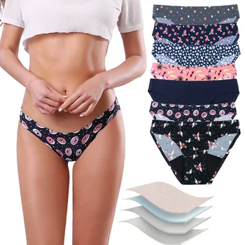 Europese en Amerikaanse Afgedrukt Menstruatie Bikini Fysiologische Ondergoed Naadloze Zwemmen Stam maandverband-Gratis Slips