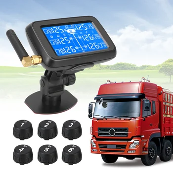 De auto Draadloze Tire Pressure Monitoring System Auto-Truck BUS TPMS-Digitaal LCD Display-Vervangbare Batterij met 6 Externe Sensoren