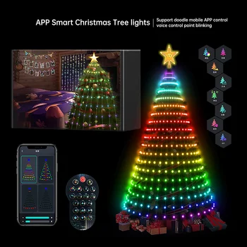 APP Slim kerstboom Verlichting DIY Bluetooth-Punt Symfonie LED RGB Licht String Kerst Decoratie Sfeer Verlichting