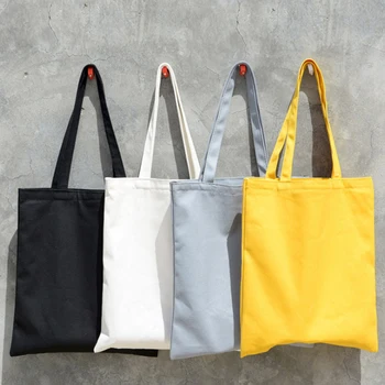 vrouwen Solide Canvas Casual Tassen schouder tassen voor meisjes vrouwelijke DIY handtassen vriendschappelijke eco shopping bag