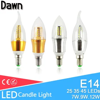 Led lamp E14 3W 6W Led Lamp AC 220V-240V LEIDENE Kaars Gloeilamp 9W 12W Aluminium Koel Warm Wit Lampada Bombillas Lumiere led licht