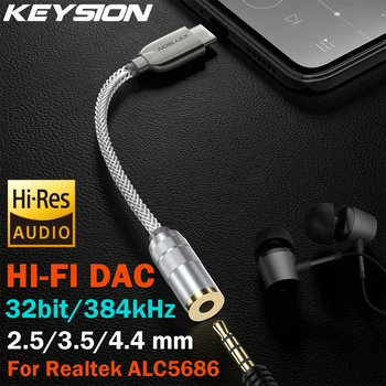 KEYSION DAC Oortelefoon Lossless Muziek Decoder USB Type C tot en met 3.5 mm/2,5 mm/4.4 mm HD Hi-Fi Digitale Audio-Hoofdtelefoon Versterker Adapter