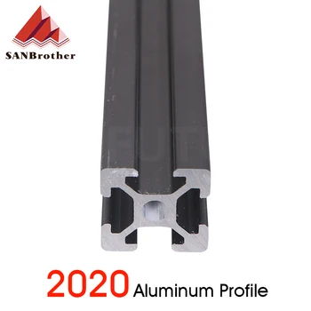 1PC ZWART 2020 de Europese Standaard van Geanodiseerd Aluminium Extrusie Profiel 100mm - 800mm Lengte Lineaire Rail 500mm voor CNC-3D-Printer