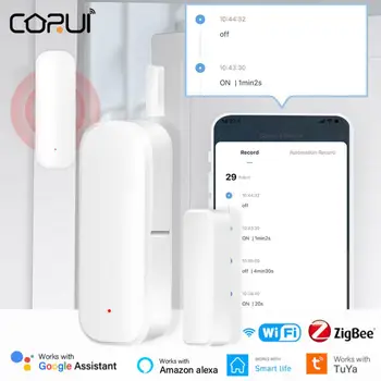 CORUI WIFI ZigBee Tuya Smart Deur en Raam Sensor Smart Life Magnetische Deur Detector Deur Open/Dicht-Sensor Voor Alexa Google Startpagina