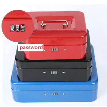 Draagbare Kluis Vak Password Lock Geld, Sieraden Opslag Metalen Doos met Slot voor Thuis-School Office Security Toets Contant Boxs