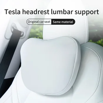 Autostoel Nek Kussen Voor De Tesla Model 3 Y 2021 2022 Hoofdsteun, Lendensteun Zachte Geheugen Nek Kussen Leer