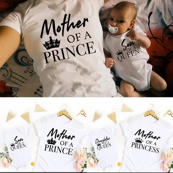 Moeder van Een Prins, de Zoon van Een Koningin Bijpassende Outfit Mama en Mij Shirts Moeder en Zoon Stellen Koninklijke Familie moederdag Gif Daling van het Schip