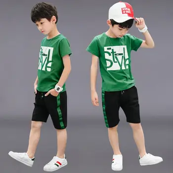 De zomer van 2023 Jongens Kleding Sets Sport Kinderen T-Shirt + Broek 2PCS Hip Hop Set Streetwear Baby Kinderen Kleding Tiener 6 8 10 12 Jaar