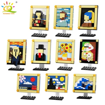 HUIQIBAO MG Pixel Art Schilderij Model bouwstenen Van Gogh, De sterrennacht Wereld Sets Kinderen Speelgoed voor Kinderen Baksteen Ornament