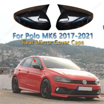 Voor Volkswagen POLO MK6 2pcs Gloss Black achteruitkijkspiegel afdekkappen Trim Shell Frame POLO 6 MPI GTI GTD TSI TDI 2017-2021