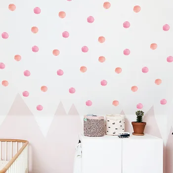 12Pcs/Set Roze Stippen muurstickers Slaapkamer en kinderkamer Decoratie Muurschildering Home Decor Art Stickers Verwijderbare Kinderkamer Behang Stickers