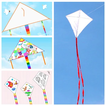 gratis verzending kinderen lege diy kite 10pcs/veel kinderen onderwijs schilderij kite handvat line outdoor speelgoed vliegende albatros