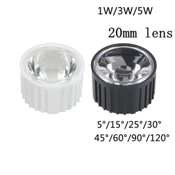 50pcs LED lens voor 1W 3w GELEIDE spaander 8 10 30 45 60 90 120 graden Reflector Collimator zwart wit houder bolle optische