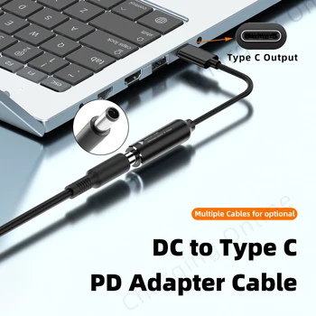 DC Power Jack 5.5X2.5 7.4X5.0 7.9X5.5 4.5X3.0 6.0X3.7mm-naar-USB-C PD Snelle Laptop Opladen Kabel Snoer 65W Type C Adapter Converter