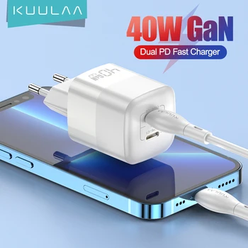 KUULAA 40W GaN Lader voor het Snel Opladen van 4.0 3.0 Type C PD-USB Lader voor iPhone 15 14 13 Pro Max Snel Lader Voor iPad PD Lader