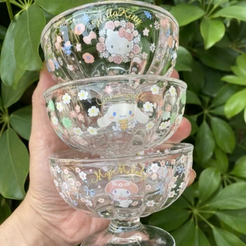 Kawaii Sanrio Hello Kitty Cinnamoroll Mijn Melodie Cup Anime Glas Ijs Dessert Cup Afgedrukt Water Hitte-Bestendige Kopje Thee Meisje