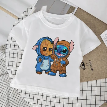 Disney Wit Outdoor Comfortabele Kids T-Shirts Stitch & Groot Creativiteit Populaire Prachtige 3-12T Hoge Kwaliteit Kind T Shirts Hot Verkopen