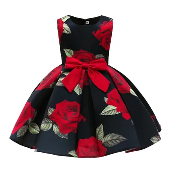 2023 Hete Verkopende Rose Bloem Meisje Dress Casual Kinderen Elegante Jurken Partij Frocks Jurk voor Kinderen 3 4 5 6 7 8 9 10 Jaar Oud