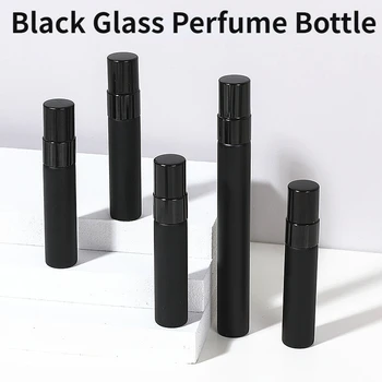 50pcs Groothandel 5/10ML Draagbare Zwart Glas Parfum Spray Navulbaar Reizen Fles Mini Monster Flessen met Aluminium Pomp