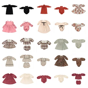 Pre-sale (schip oktober) 2023 Baby Meisjes Kleding Floral Print Shirts Kids Jurk voor Meisjes met Lange Mouwen Cherry Top Jongens Broek