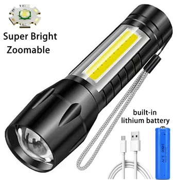 LED Zaklamp Waterdicht Tactische Licht USB-Oplaadbare Camping Lantaarn Inzoombare Fakkel Lamp voor Outdoor Hiking Jacht