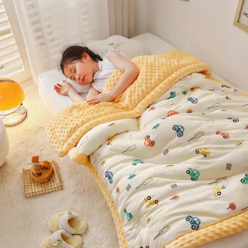 De Winter Warm Baby Quilt Trooster Gewatteerde Deken Zomer Zachte Nap-Cover Bed Dikke Deken Pasgeboren Baby Inbakeren Wrap Beddengoed