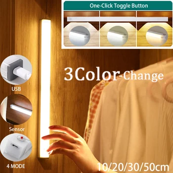 3-Kleur-Verandering Infrarood Sensor Kast Licht Kan Worden Gebruikt voor Keuken/badkamer/kledingkast Magnetische Installatie Licht Opladen via USB