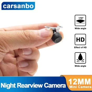 Carsanbo 12mm Mini Achteruitkijkspiegel Hangen Monteren met Handleiding Lijn Schakelbare nachtzicht Camera, IP67 Waterdicht Auto nachtzicht Camera