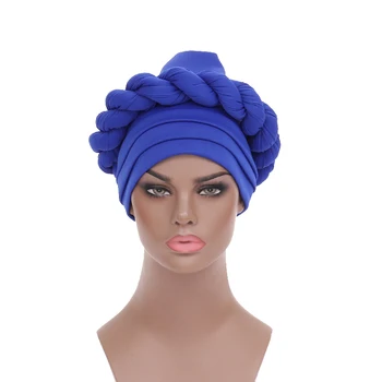 Mode-Vrouwen Tulband Cap Nigeria Partij Zendspoel Bruiloft Auto Geles Moslim Headwrap 2022 Klaar om te Dragen Afrikaanse Klaar Headtie