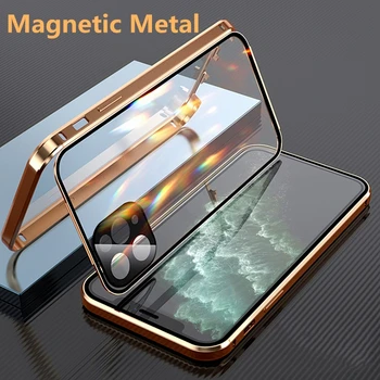 360 Magnetische Adsorptie van Metalen Case Voor de iPhone 13 12 11 Pro Mini XS Max XR Magneet Case Voor de iPhone 7 8 6 6s Plus SE 2020 Dekken