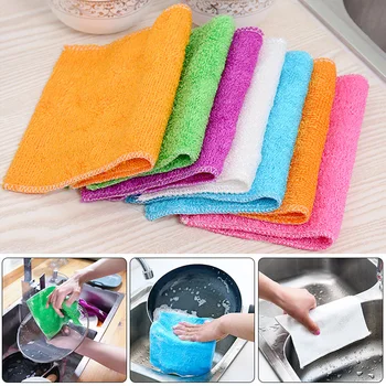 De nieuwe Magic Cleaning Rags Anti-vet vaatdoek Bamboe Vezel Wassen Handdoek schuursponsje Keuken Huishoudelijke Benodigdheden Reiniging Gereedschap